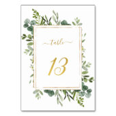 Numéro De Table Parties scintillant d'or Mariage vert botanique nu (Dos)