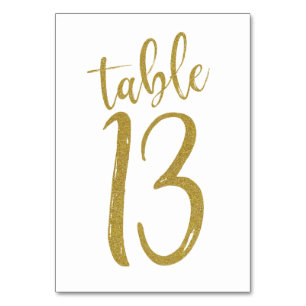 Numéro De Table Parties scintillant d'or Numéro de tableau 13
