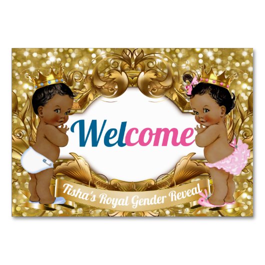 Numéro De Table Parties scintillant d'or Prince/Princesse d'Afriqu (Devant)