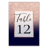 Numéro De Table Parties scintillant d'or rose moderne ombre dégrad (Dos)
