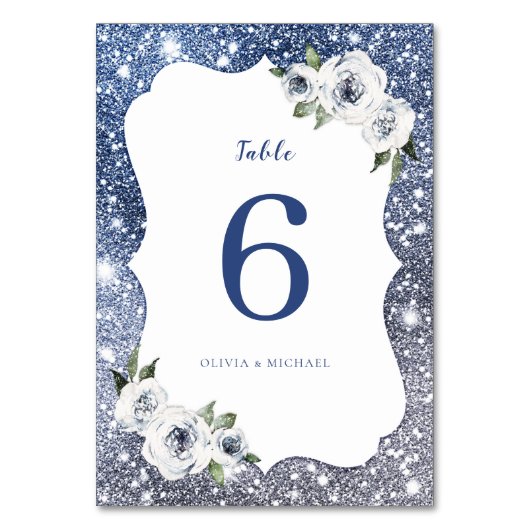 Numéro De Table Parties scintillant en argent bleu étincelant et M (Par défaut)