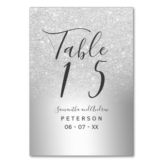 Numéro De Table Parties scintillant en argent ombre mariage métall (Dos)