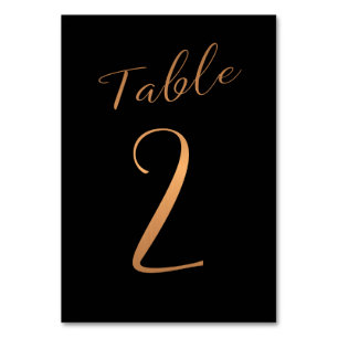 Numéro De Table parties scintillant en cuivre mariage noir élégant