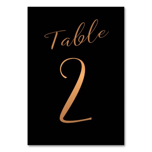 Numéro De Table parties scintillant en cuivre mariage noir élégant (Dos)