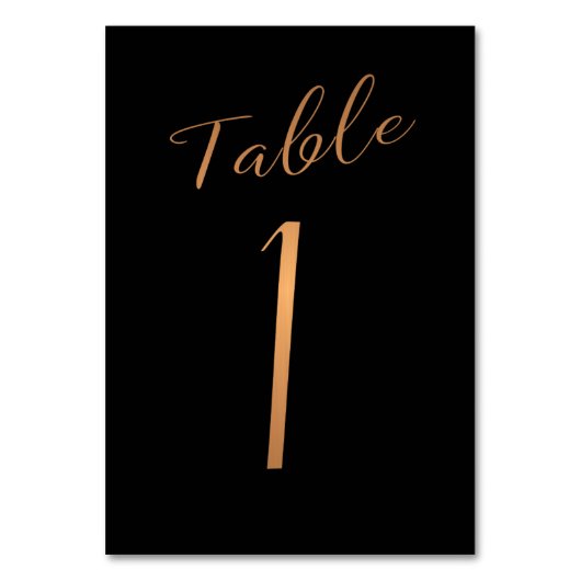 Numéro De Table parties scintillant en cuivre mariage noir élégant (Dos)