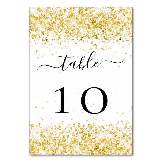 Numéro De Table parties scintillant en or blanc mariage (Dos)