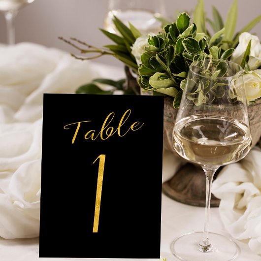 Numéro De Table parties scintillant en or mariage noir élégant num