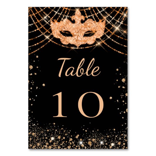 Numéro De Table Parties scintillant en or noir (Dos)