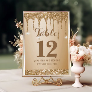 Numéro De Table Parties scintillant Gold Drives Champagne Beige