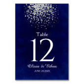 Numéro De Table Parties scintillant moderne en argent sur Royal Bl (Dos)