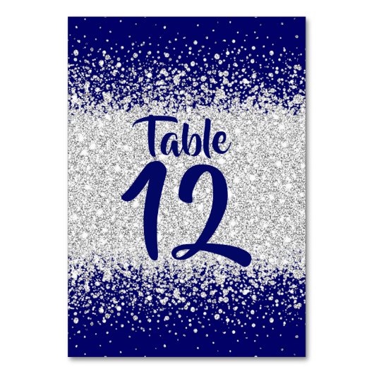 Numéro De Table Parties scintillant moderne Royal Blue et Silver (Dos)