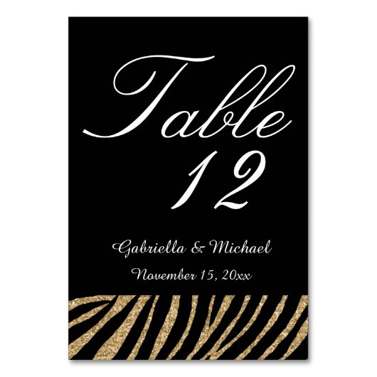 Numéro De Table Parties scintillant noire et or Zebra (Par défaut)