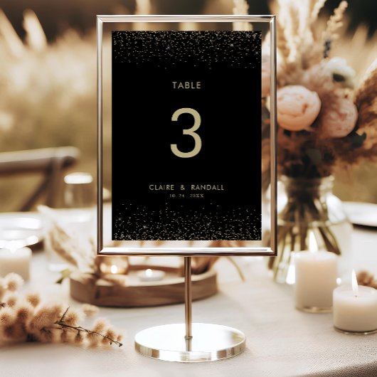 Numéro De Table Parties scintillant or Elegant Black Mariage Numér