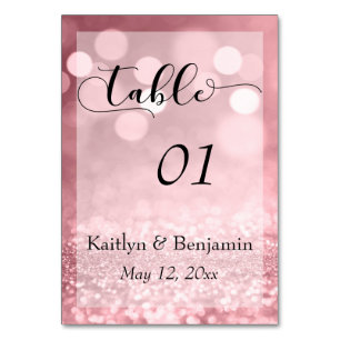 Numéro De Table Parties scintillant or rose Bokeh & Typographie Nu
