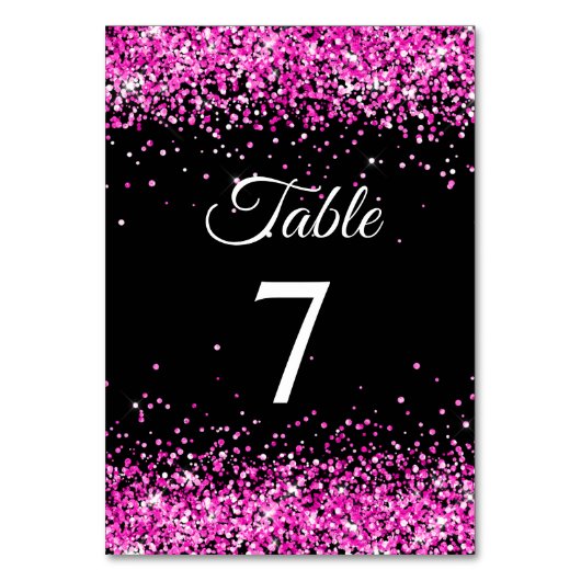 Numéro De Table Parties scintillant rose chaud noir élégante calli (Par défaut)