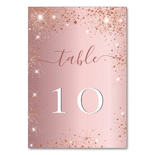Numéro De Table parties scintillant rose mariage élégante (Dos)