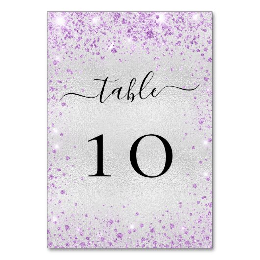 Numéro De Table Parties scintillant violet argenté scintille glamo (Par défaut)