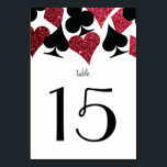 Numéro De Table Parties scintillantes rouges de Faux de réception<br><div class="desc">Perfectionnez pour un mariage de Vegas dans une petite chapelle outre de la bande,  tout que vous avez besoin est amour et un témoin ou deux ! Personnalisez cette carte de nombre de table avec vos nombres de table,  n'oubliez pas de faire un pour chaque table.</div>