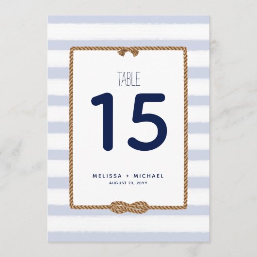 Numéro de table Pastel Blue Nautical Knot (5x7) (Devant)