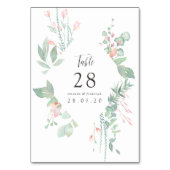 Numéro De Table Pastel Blush Greenery Mariage (Dos)