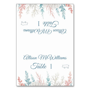 Numéro De Table Pastel Coral Reef-Beach Mariage-Pork Icon-