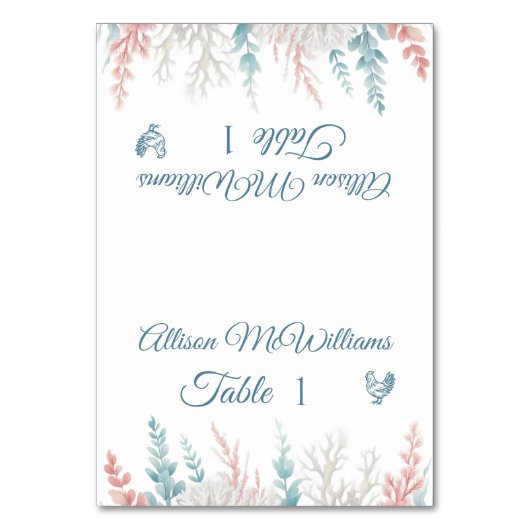 Numéro De Table Pastel Coral Reef-Poultry Icon-Mariage- (Par défaut)