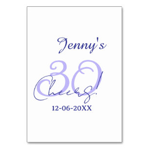 Numéro De Table Pastel félicite 30 ans violet élégant nom da
