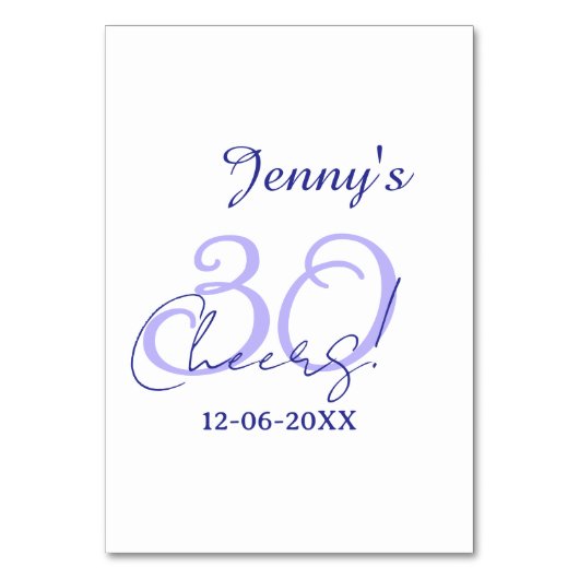 Numéro De Table Pastel félicite 30 ans violet élégant nom da (Par défaut)