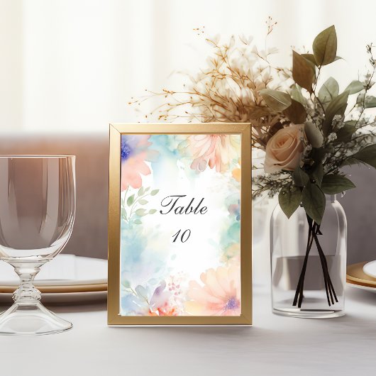 Numéro De Table Pastel Floral Aquarelle Élégante Mariage moderne