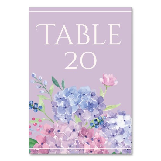 Numéro De Table Pastel Hydrangeas - Table Verte 3,5 po x 5 po (Par défaut)