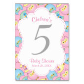Numéro De Table Pastel Owl Baby Girl Douche thème (Dos)