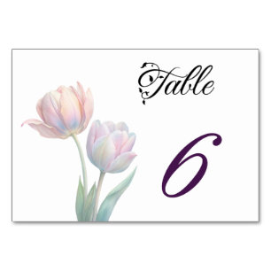 Numéro De Table Pastel Tulip Mariage Suite Typographie élégante