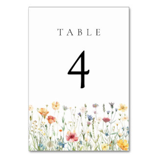 Numéro De Table Pastel Wildflower Wedding Table Number