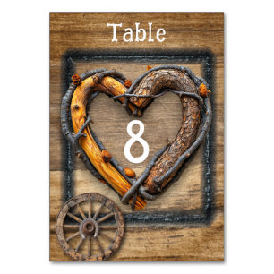 Numéro De Table Pays Ouest Mariage Twig Frame Wagon Wheel