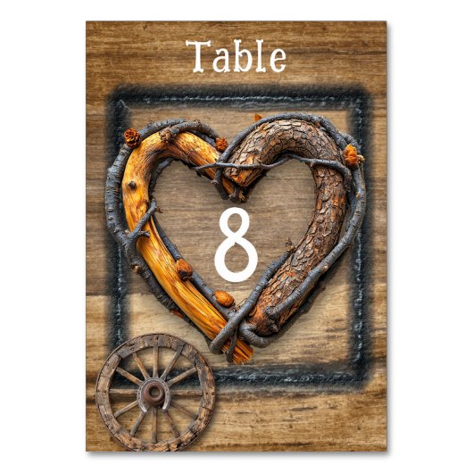 Numéro De Table Pays Ouest Mariage Twig Frame Wagon Wheel (Par défaut)
