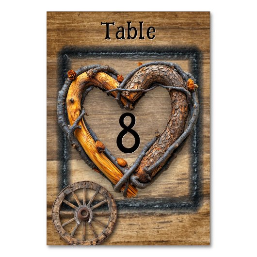 Numéro De Table Pays Ouest Mariage Twig Frame Wagon Wheel (Par défaut)