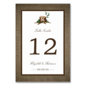 Numéro De Table Pays Russe Monogramme Arbre et Mariage de Burlap (Dos)