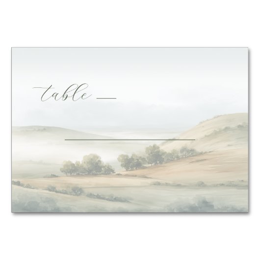 Numéro De Table Paysage à l'aquarelle beige tranquille (Devant)