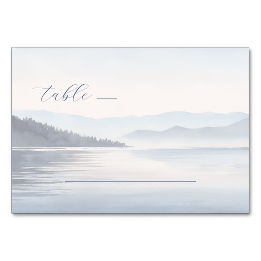 Numéro De Table Paysage calmes à l'aquarelle bleue (Devant)