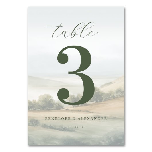 Numéro de table paysage olivier serein (Par défaut)