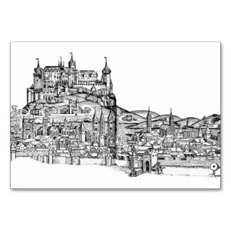 Numéro De Table Paysage urbain de Würzburg en Bavière, art linéair