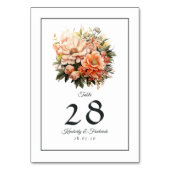 Numéro De Table Peach Fuzz Floral Mariage (Dos)