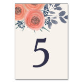 Numéro De Table Peach Poppies Numéro de tableau (Dos)