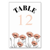 Numéro De Table Peach rose poppies fleur sauvage mariage (Dos)