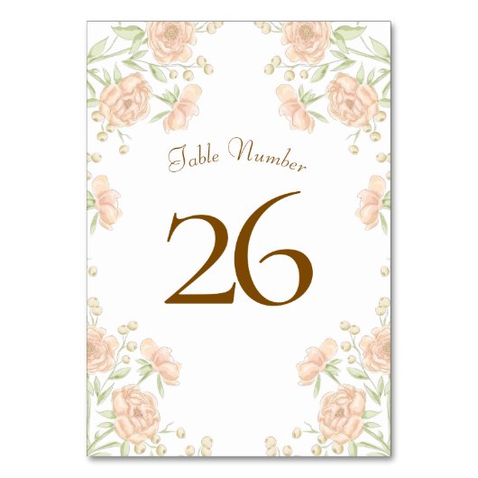 Numéro De Table Peach Rose Wedding (Par défaut)