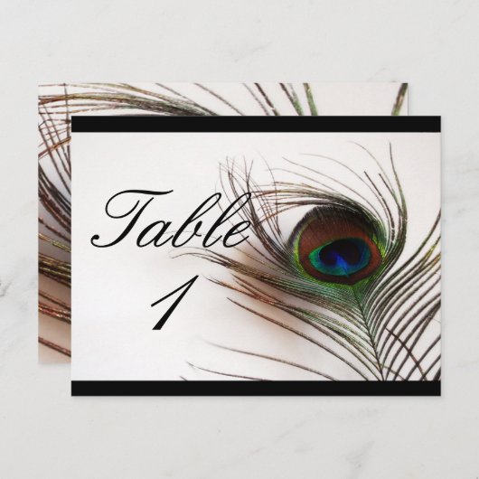 Numéro de table Peacock Feather Glamour (Devant / Derrière)