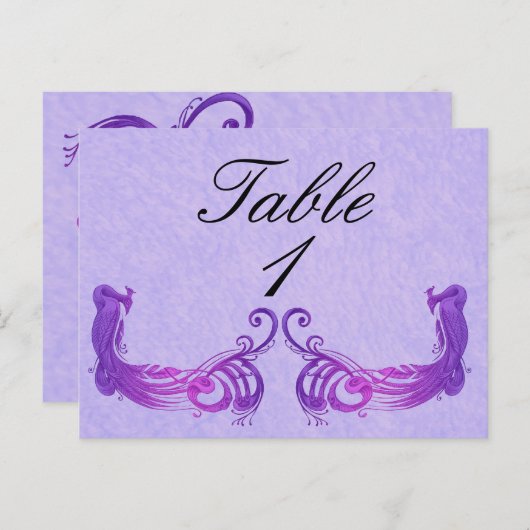 Numéro de table Peacock Vintage pourpre (Devant / Derrière)