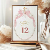 Numéro De Table Pearl Pink Boho Première communion sainte Numéro d