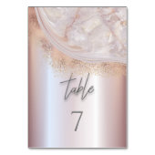 Numéro De Table Pearl rose or marbre agate calligraphie métallique (Dos)