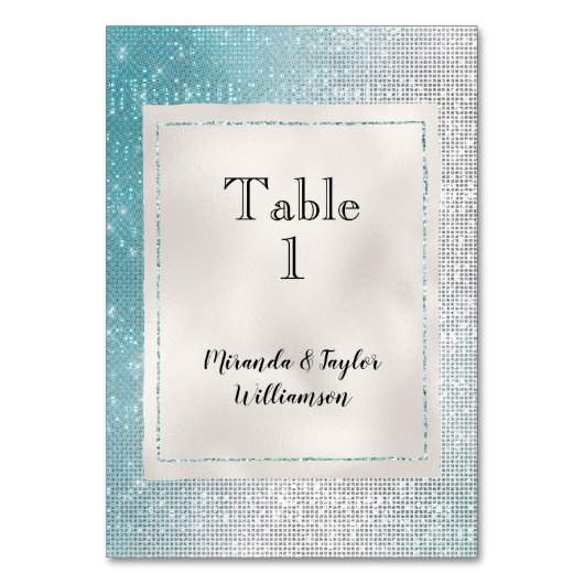 Numéro De Table Pearle Blanc Glam Glitzy Aqua Sparkle (Par défaut)